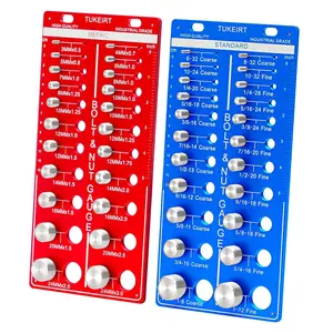 44 Nut and Bolt, 2 in 1 Bolt and Nut Identifier Gauge, Bolt Size and Gauge with Metric and Standard,Inch and Centimeter (Red & Blue)