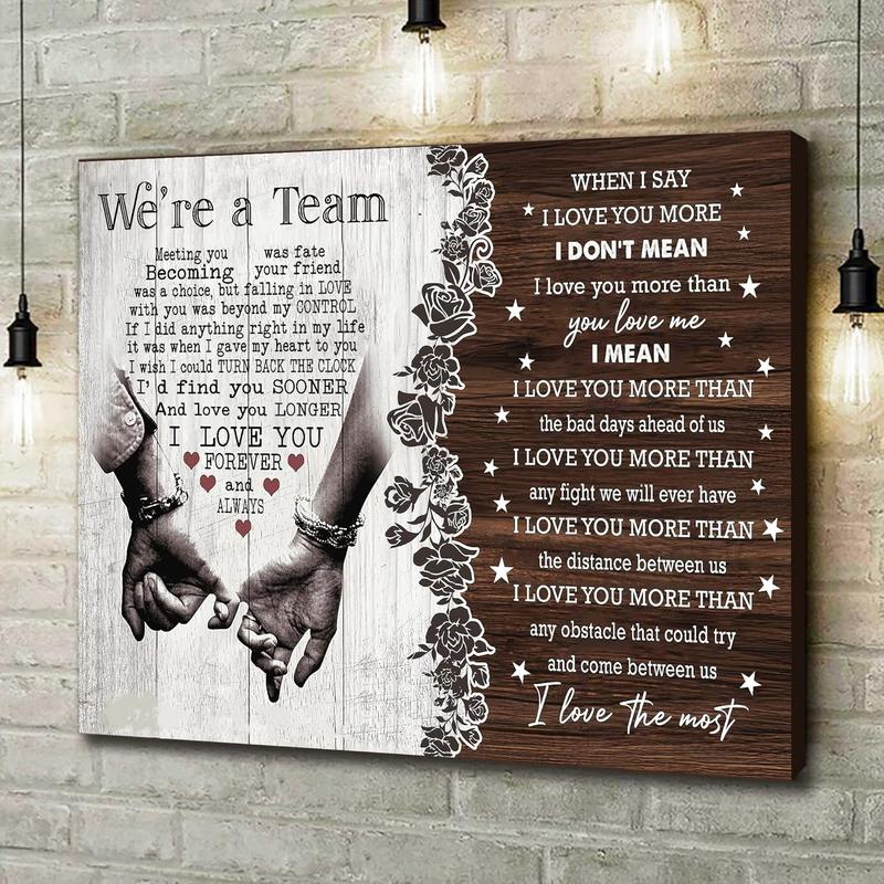 Personalized We're A Team Couple Poster for Him, Her, Husband Wife Christmas Birthday Anniversary Couple Lover Custom Name Poster Canvas Print Wall Art Home Decor Picture for Bedroom LivingRoom