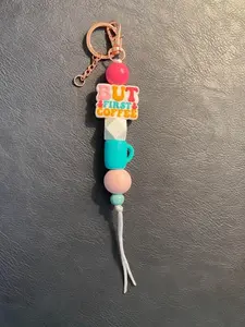 But First Coffee with Rose Gold Clip and Key Ring