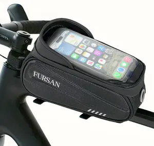 Bike Phone Holder Bags - Waterproof EVA Hard-Shell Front Top Tube Cycling Pouch with Sensitive TPU Touchscreen Fits 6.8-Inch Phones Rain Cover Included Bike Frame Bag & Accessories