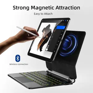 Keyboard Case for iPad Air 11  (M3 2025&M2 2024),iPad Air 10.9 inch 5th/4th Gen & iPad Pro 11 inch(4th/3rd/2nd/1st Gen) case with keyboard,Magnetic Attach,Multi-Gesture Trackpad,Backlit,Shortcut Keys,Black/White Adjustable Device Tablet Wireless