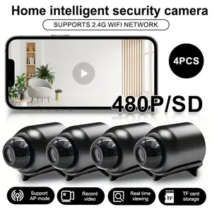 4-Pack Mini Wireless WiFi Smart Cameras, 24/7 Full-Day Monitoring, USB Supported, Indoor Security, Home Assistant, Car & Pet Camera, Easy Install