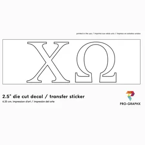 Pro-Graphx Chi Omega Sticker Greek Sorority Decal for Car, Laptop, Windows, Officially Licensed Product, Girls College Group Monogram Design 2.5" Tall - White