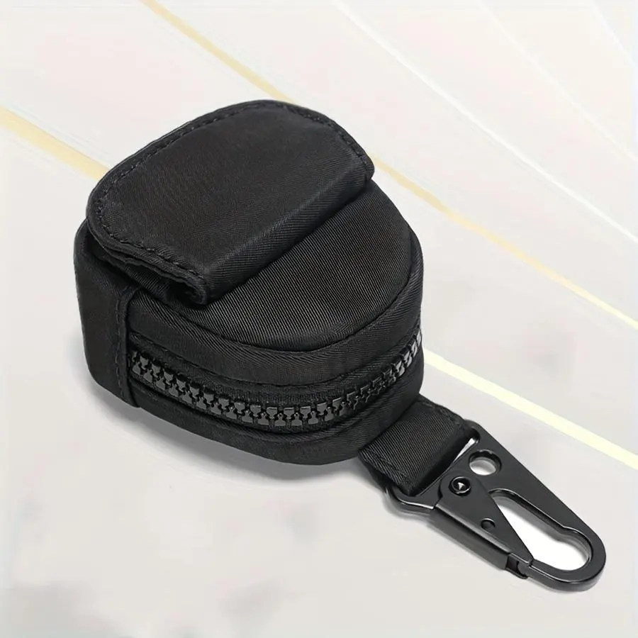 [Tactical Waist Bag] Compact Tactical Waist Bag - Black Nylon with Zipper and Carabiner Clip, Key, Coin, and Earbuds Holder for Men & Women, Pouch Bag, Waist Slip Pocket
