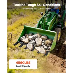 Heavy-Duty 6-Tooth Tractor Bucket Tooth Bar (45.2 in, 4560 lbs Load Capacity) - Bolt-On Design for Tractor Loaders & Skid Steers, Bucket Protection for Efficiency in Tough Soil Conditions, Father's Day Gift