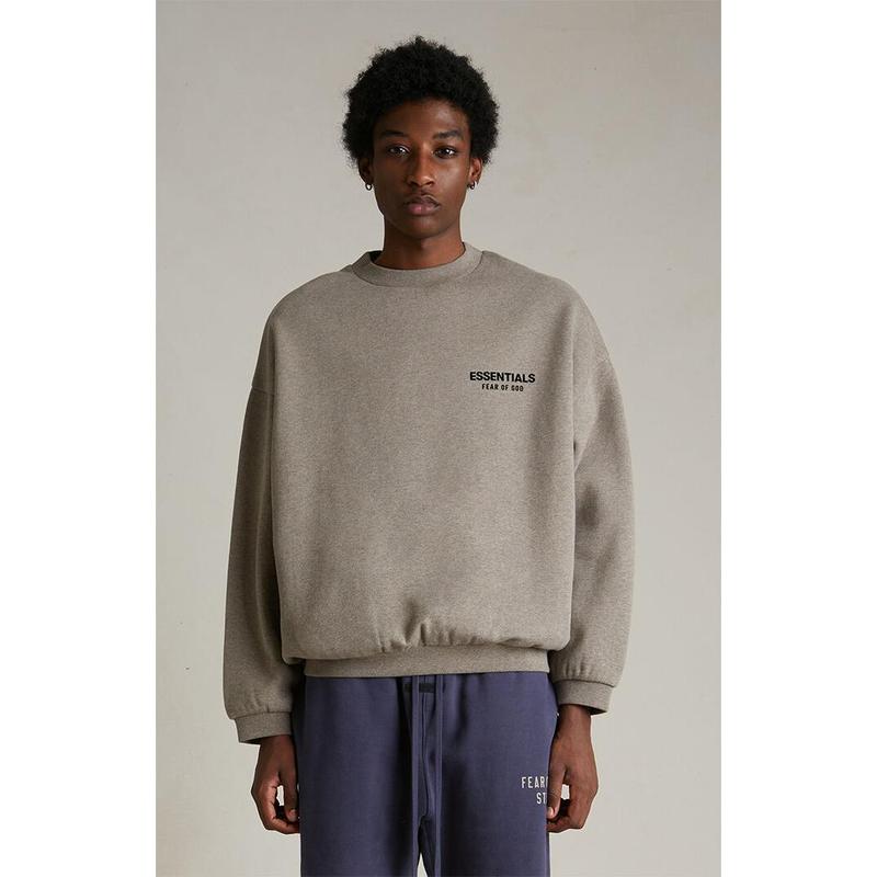 Fear of God ESSENTIALS Men's Heather Grey Fleece Crew Neck Sweatshirt