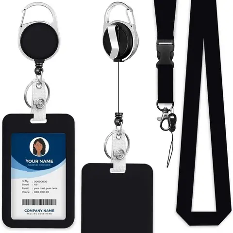Heavy-Duty Retractable Nursing Badge Reel - Smooth Steel Spring, Vertical Sliding ABS Plastic Holder, Breakaway Lanyard for ID Badges, Waterproof Clip, Tangle-Free Secure Hold for Medical Professionals, Everyday Use