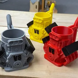 3D Printed Cup/Can Holder V8 Engine Style in Various Colors - Hand Painted Valve Covers - Customizable Design