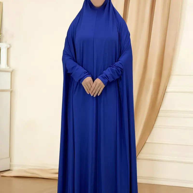 Women's Solid Long Sleeve Hooded Lounge Dress, Casual Comfy Long Abaya for Daily Wear, Ladies Sleepwear for All Seasons, Traditional Arabic Robe, Islamic Muslim Clothing, Modest Islamic Clothing, Islamic Clothes