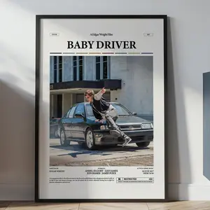 Baby Driver Poster, Ansel Elgort Poster, Edgar Wright Film Print,Retro Movie Wall Art