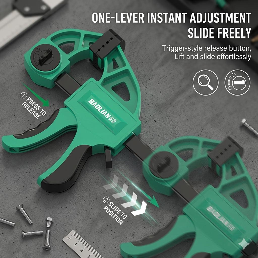 3-Pack Heavy Duty Woodworking F-Clamps Set, Super Load Limit Quick-Release Bar Clamps with Hardened Steel Rail, Non-Deforming One-Handed Trigger Clamps for Carpentry, Glue-ups and DIY Projects