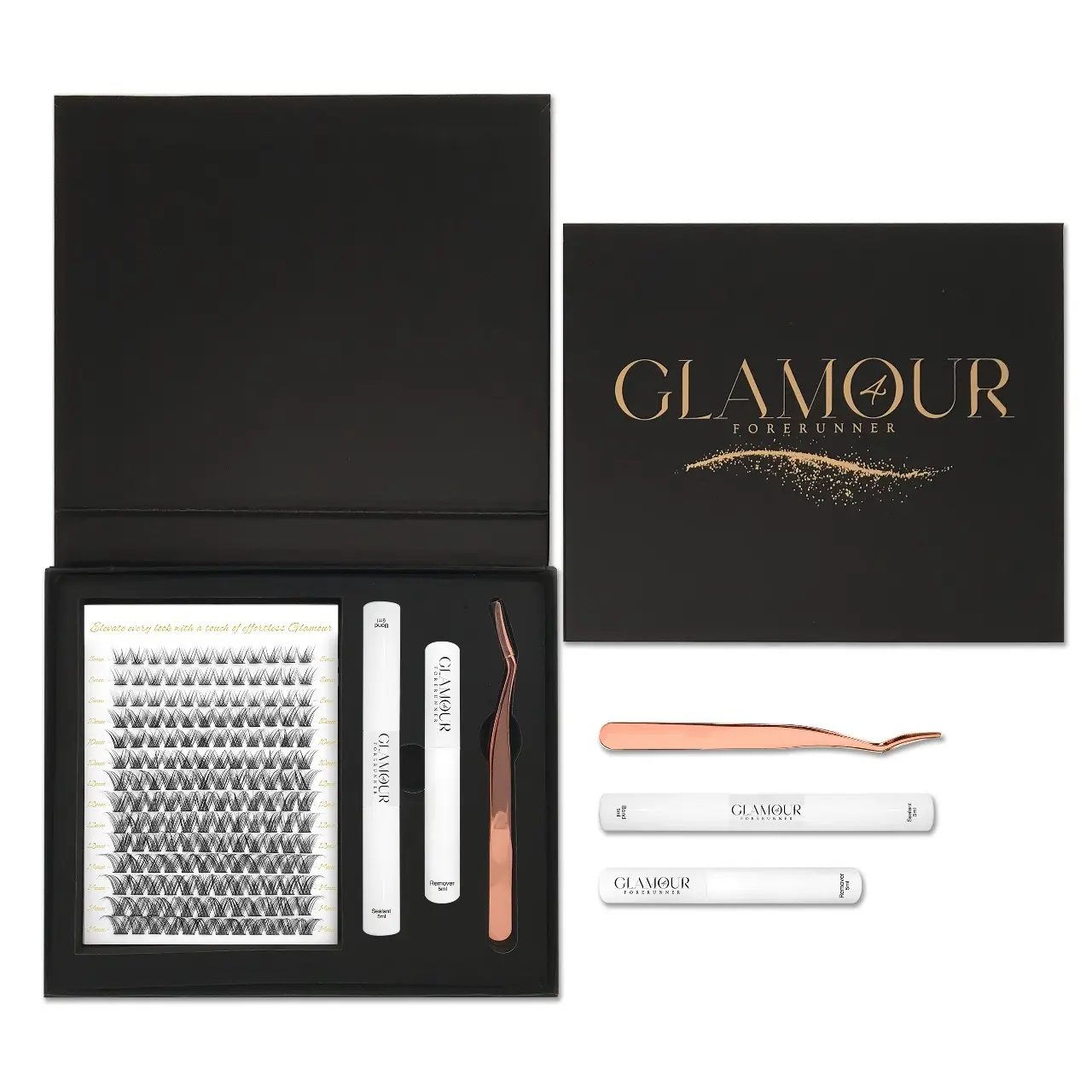 RoyalGlam Lash | Premium 180pcs Lash Cluster C Curl 8-14mm 12Rows Natural Look| Thickness 0.07mm 30D-40D with Tweezers, Lash Bond & Seal