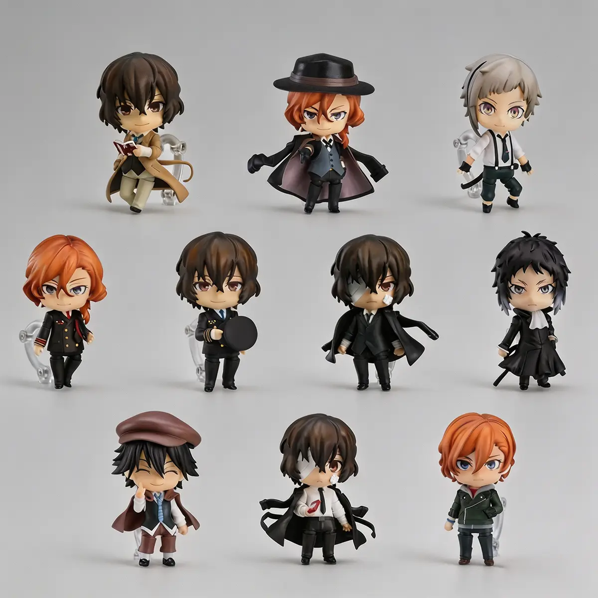 Bungo Stray Dogs Articulated Joints Chibi Action Figure Collection - 10 Versions (Dazai, Chuya, Atsushi, Akutagawa, Rampo Sold Separately) - Movable Swap-Face Anime Figurines with Outfit Accessories - Boxed Collectibles Desktop Toy Gift for BSD Fans