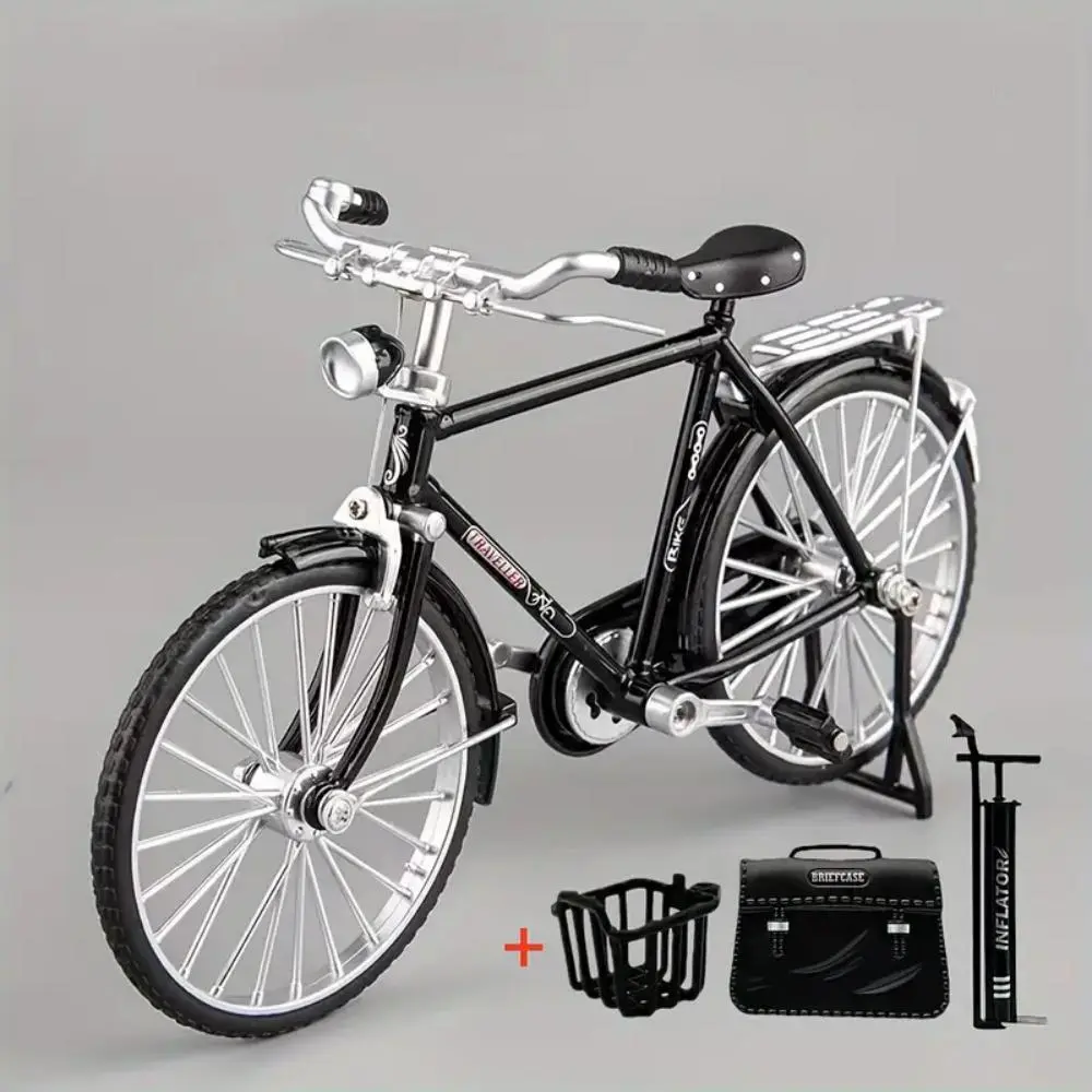 DIY Retro Vintage Bicycle Model Kit, Miniature Bike Set with Pump & Briefcase, Creative Iron Art Desk Decor Toy Figurine, Perfect Gift for Christmas, Collectible Figurine
