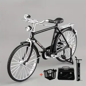 DIY Retro Vintage Bicycle Model Kit, Miniature Bike Set with Pump & Briefcase, Creative Iron Art Desk Decor Toy Figurine, Perfect Gift for Christmas, Collectible Figurine