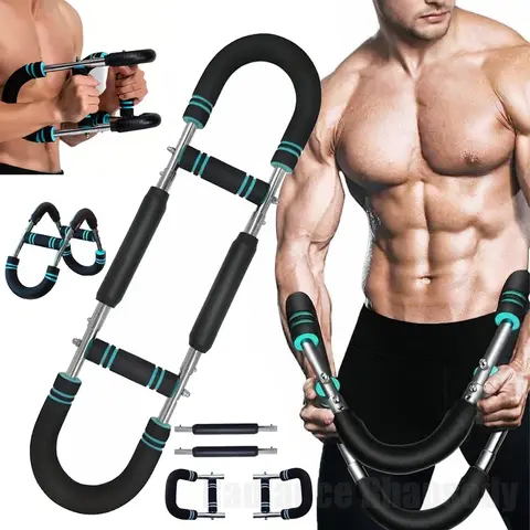 Arm Trainer Chest Workout Equipment 60-110lb Adjustable Spring Resistance Portable Power Twister Bar for Home Gym Use Ideal for Chest Exercises and Upper Body Strength Training - Hand Grip Strengthener