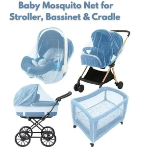 Baby Mosquito Net for Stroller, Bassinet & Cradle – Blue Mosquito Net Cover for Pack ‘n Play, Playard, Mini Crib, Infant Bed Protection