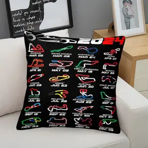 2024 F1 Race Tracks Calendar Print Throw Pillow, Motorsport Cushion, Formula 1 Grand Prix Circuit Accent Pillow (Includes Pillow Core), Racing Fan Decor for Man Cave & Sofa