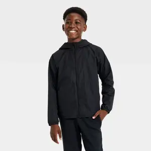 Boys' Windbreaker Rain Coat - All In Motion Black XL