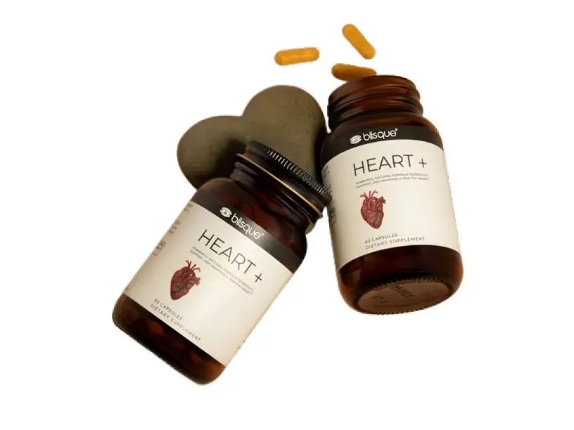 Blisque HEART + provides vascular support by enhancing blood flow and improving the health of blood vessels