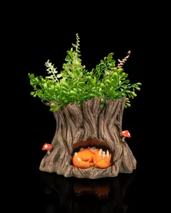 Snuggle Stump Dragon Planter – Fantasy Woodland Tree Stump Pot | 3D Printed Baby Dragon Home & Garden Décor