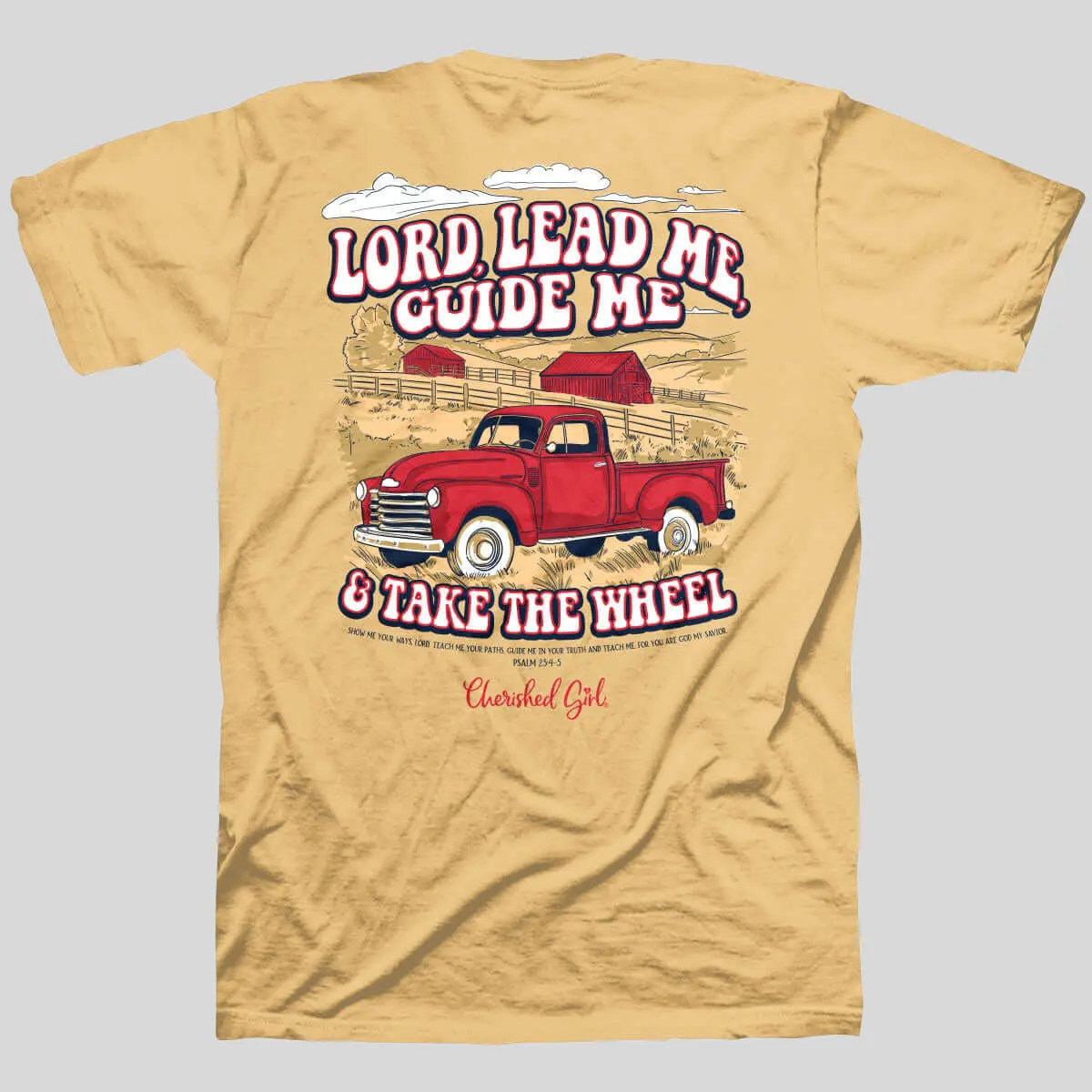 Women's Christian 100% Cotton Short-Sleeve Classic Fit Casual T-Shirt with Lead Me Truck Graphic, Bottom