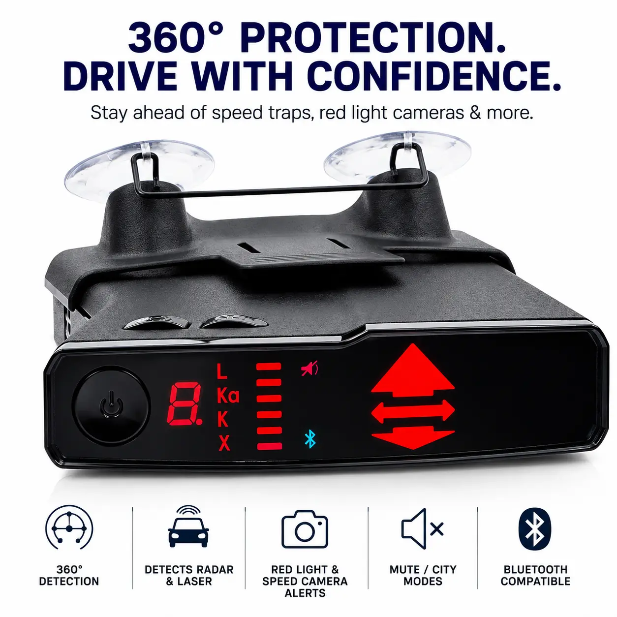 V1 Gen 2 Radar Detector - Long Range Laser & Radar Locator with Bluetooth Connectivity, Directional Arrows, and False Alarm Filtering for Superior Stealth Road Awareness