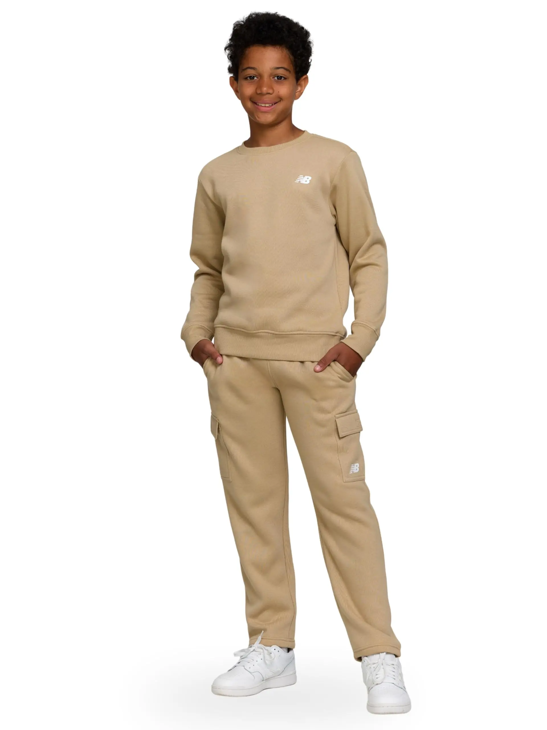 New Balance Boys 2pc Crew Cargo Tonal Clothes Kids Casual
