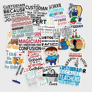 Sticker Pack 20 pcs Custodian Appreciation Stickers, Essential Worker Vinyl Decals for Tumbler Laptop