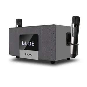 RHM K-222 Karaoke Machine with 2 UHF Wireless Microphones Stereo, Home Style Bluetooth Speaker Subwoofer Optical, Bluetooth, AUX, USB, PC,