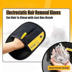 Pet Static Hair Removal Glove - For Smooth Surfaces Only Sofa Car Seats Clothes Not for Rough Fabrics Electrostatic Hair Removal Gloves Cat Hair Is Clean with Just One Brush