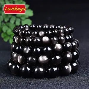 Lovskaya AAA Grade Silver Obsidian Natural Crystal Bracelet 4mm 14mm Fashionable & Elegant Unisex Jewelry for Various Occasions High Quality Material Stylish Design