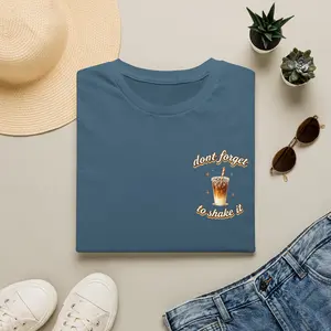 Men's Ribbed Drape T-Shirt - Iced Latte Prints, "Don't Forget To Shake It" Slogan, Everyday Casual Wear