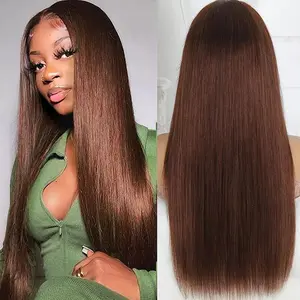 Wiggins Hair Dark Brown #4 Lace Front Wigs Straight Colored Human Hair Wigs Pre Cut Ready Go Glueless Wig 7x5 Closure Wig