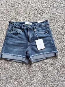 KanCan Medium Wash Distressed Cuffed Shorts