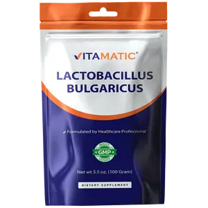 Vitamatic Lactobacillus Bulgaricus Probiotic Powder 100 Grams for Digestive Health Support GMP Assured 100 Servings
