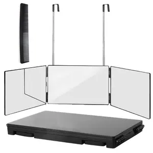 [New Deal] EVE 3 Way Trifold Haircut Mirror, 360 Degree Mirror for Hair Cutting, Shaving, Grooming, Hair Styling, Dye Hair & Makeup with Adjustable Height Decor