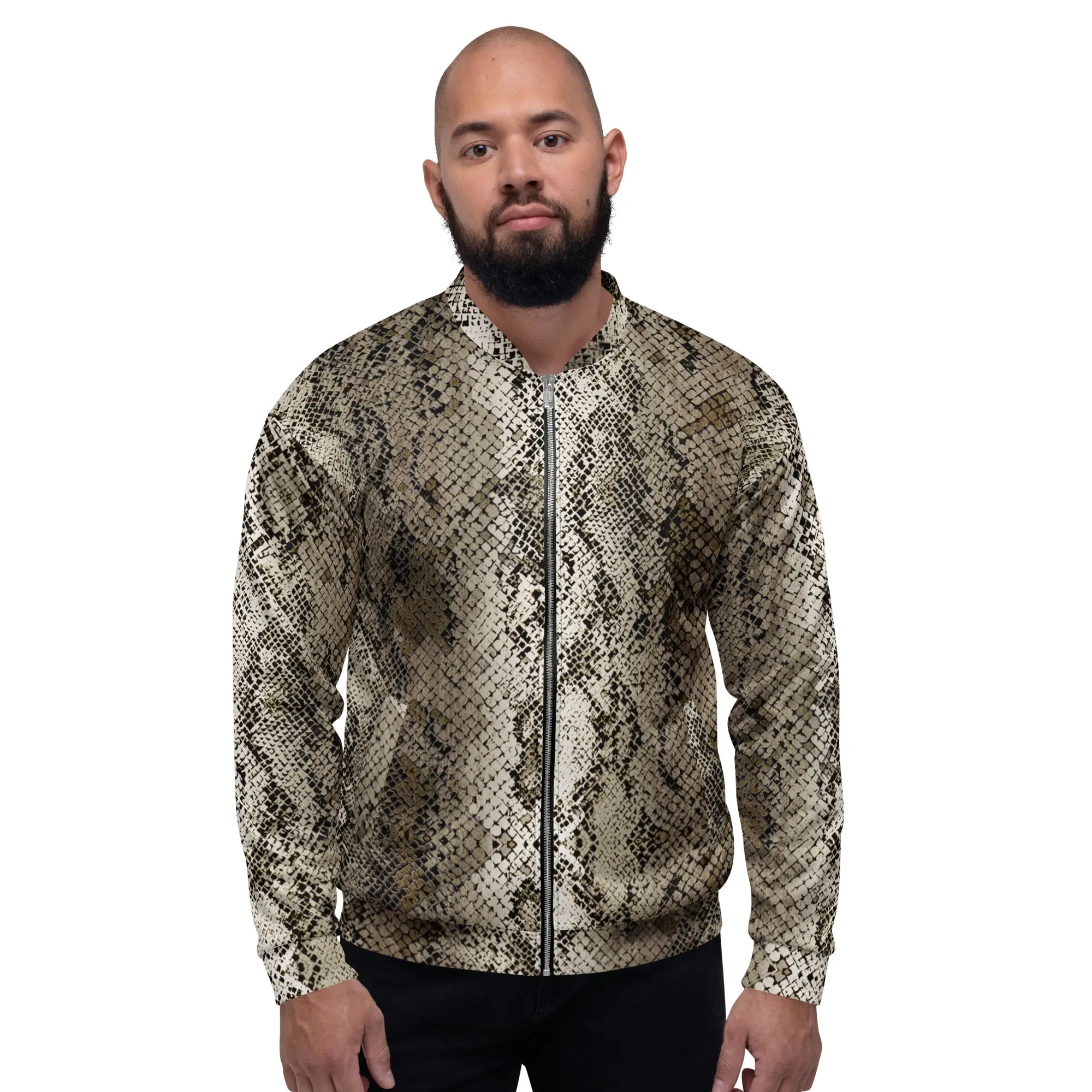 Unisex Bomber Jacket - Deep Snake Skin - Women
