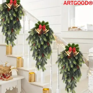 ARTGOOD 2-Pack 30.7-Inch High Simulation Inspired by Nature Norfolk Pine Christmas Wreath – Waterproof & Snowproof Hanging Decor for Front Door, Entryway, Fireplace & Wall Decoration – Christmas Present – Nordic Boho & Ins-Style Faux Pine