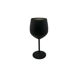 K&K Home Black Matte Stainless Steel Unbreakable Wine Glasses - 18 oz - Set of 2 Colored, Stemmed Metal Wine Glasses Perfect for Outdoors, Weddings, and Fancy Gatherings