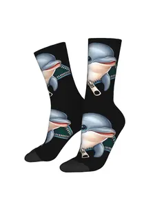 Socks Featuring a Cute Dolphin Design with a Zipper.