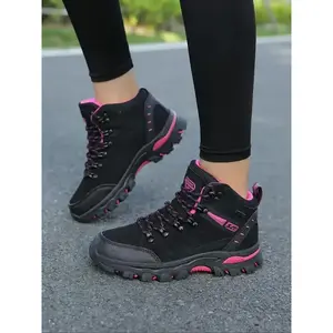 Women's High-Top Waterproof Hiking Boots, Anti-Slip Warm Shoes for Outdoor Adventure & Cold Weather, Winter Footwear for Women, Trekking Camping Shoes