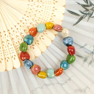 LUMAWU Chinese Ceramic Heart Shaped Bead Bracelet | Sweet Style & Gentle Temperament