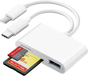 SD card reader is suitable for iPhone and iPad cameras. It has a USB C dual-card slot and USB 3.0 storage card reader. It supports SD/TF cards and can be used as a tracking camera viewer. SD card adapter is a portable Micro SD card reader.