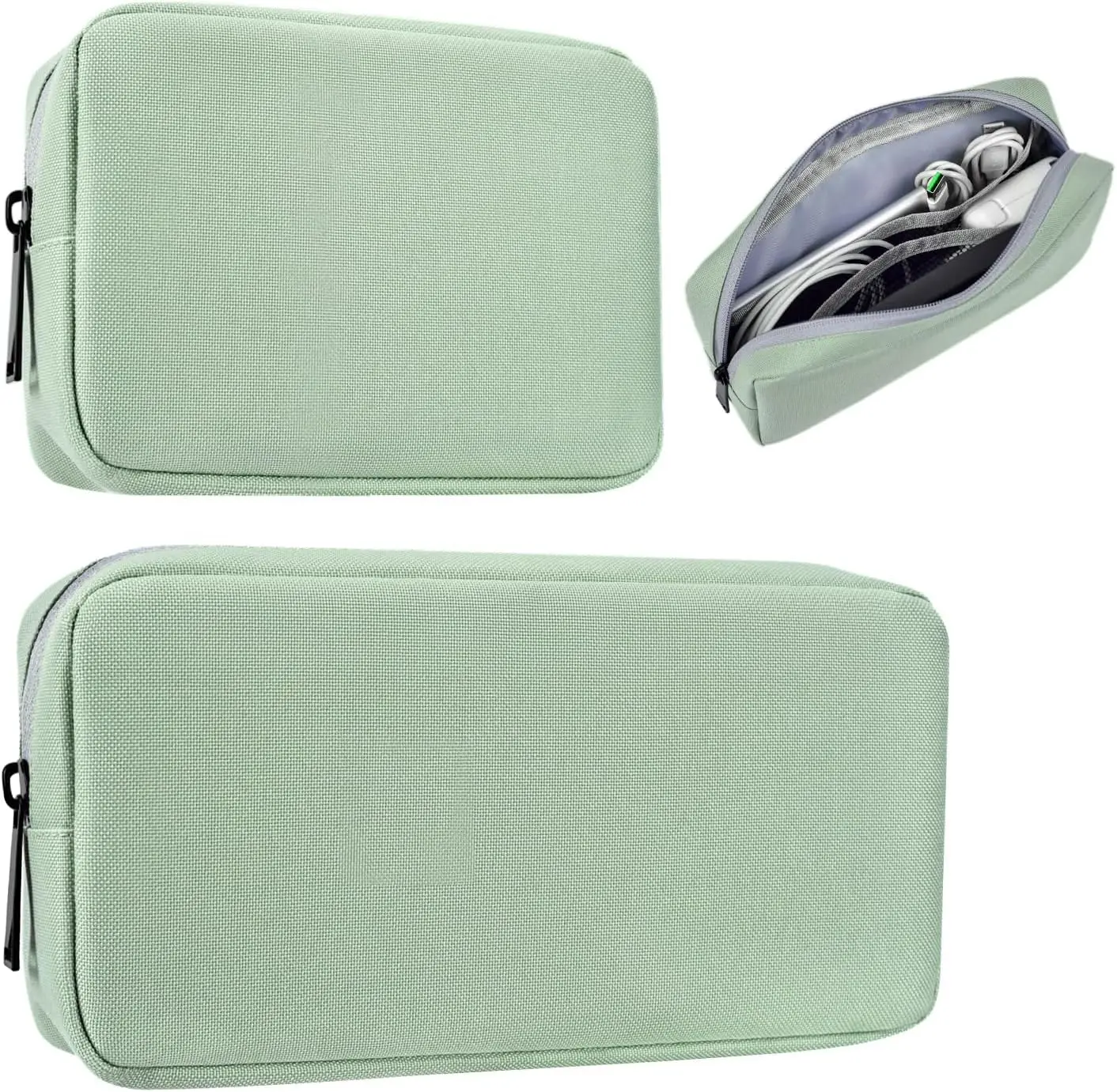Universal Electronics Accessories Case Bag, 2-Pack Portable Soft Carrying Case Bag Pouch Wire  Organizer for Hard Drive, Power Adapter, Laptop ,  Kit, Small+Big-Mint Green