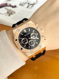 Luxury Sports Casual Watch, Rose Gold Octagon Case, Unique Design, Dial Three-Hand Timer, Analog Display, Unique Men's Watch, All Seasons Analog Quartz