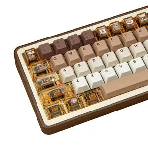 COOMICKEY Coffee Theme 171 Keys Cherry Profile Keycaps, PC+PBT Dye Sublimation Custom Key Cap Set, 60% 75% 100% Universal Size, Fit Cherry Gateron MX Switches, Minimalist Aesthetic Keyboard Accessories