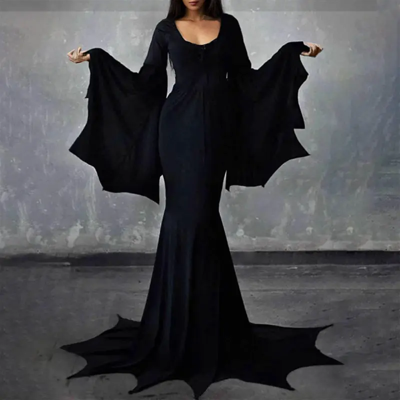 blue dress for baby girl Plus Size Addam's Family Morticia Lace Vampire Queen Maxi Dress Sexy Womans  Halloween Costume main image 0