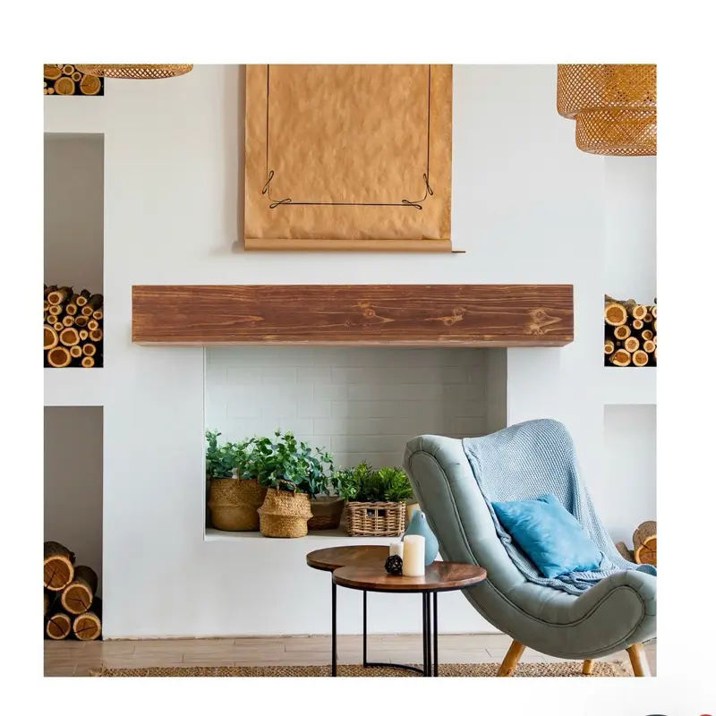 Country Wood Mantelpiece, Wall-mounted Floating Rack, Suitable For Home Decor