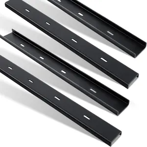 2 Pcs 14" L X 2" W C Channel Bracing Hidden C Bracket for Table Top Live Edge Slab Woodworking, Black Coat Finish